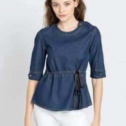 SHAYE Blue Denim Regular Fit Top-image-27