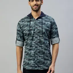 Don Vino Blue Slim Fit Camo Print Shirt-picture-44
