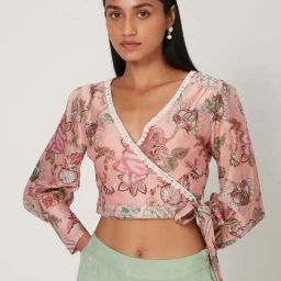 Ancestry Rose Pink Floral Print Crop Top-image-22