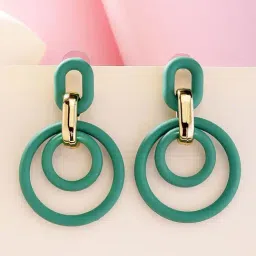 Karatcart Green Matte Finish Link Dangler Earrings For Women-picture-28