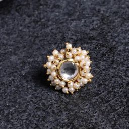 Panash Gold Plated Kundan Studded & Beaded Finger Ring-33
