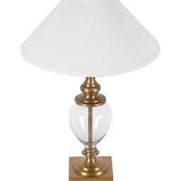 THE LIGHT STORE Gold-Toned & White Self Design Bedside Table Lamp with Shade image 5