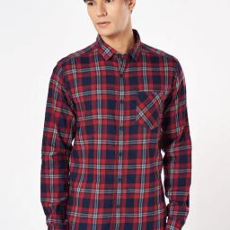 Sf Jeans By Pantaloons Navy Cotton Slim Fit Checks Shirt-picture-32