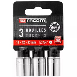 FACOM 6.35 mm (1/4 inch) Deep Socket 6 Point, R.LPB (Set of 3)-20