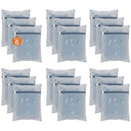 Kuber Industries White & Blue 18 Pieces Cactus Printed Reusable Laundry Bags With Zipper-45