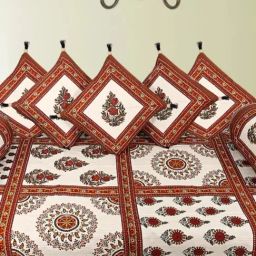 Living Roots Printed Brown 300 TC Cotton Single Diwan - Set of 8-image-71