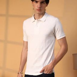 Campus Sutra White Regular Fit Checks Polo T-Shirt-image-29