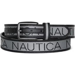 Nautica Black Leather Waist Belt for Men-picture-17