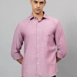 Cantabil Maroon Cotton Regular fit Solid Shirts-image-82