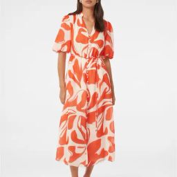 Forever New Red & White Printed Midi Dress-image-23