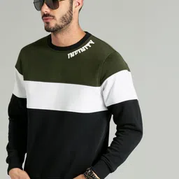 The Roadster Lifestyle Co Men Navy Blue & Olive Green Colourblocked Sweatshirt-picture-40