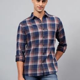 Cantabil Blue Cotton Regular fit Checks Shirts-image-20