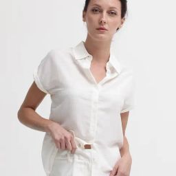 RAREISM White Polyester Striped Short Sleeves Top-image-29