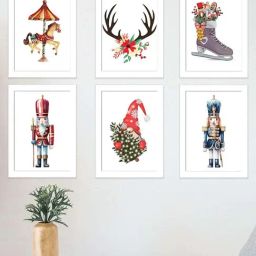 Art Street Beige Synthetic Knights Christmas Bundle Gallery Wall Art - Set of 6-image-75