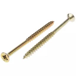 RS PRO Pozidriv Countersunk Steel Wood Screw Yellow Passivated, Zinc Plated, 6mm Thread, 90mm Length (Pack of 25)-image-1
