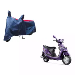 Auto Pearl Waterproof Two Wheeler Cover For Mahindra Rodeo RZ (Red & Blue)-image-89