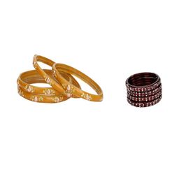 Somil Elegant Combo Glass Bangle Set | Handmade Traditional Chudi For Women | Perfect For Daily & Occasion Use, Combo of 2 Set, Yellow, Maroon-image-79