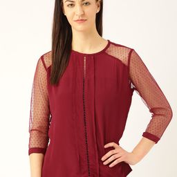 Marc Loire Women Maroon Solid Top-image-32