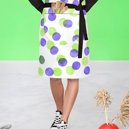 ArtzFolio White & Green Printed Cotton Waist To Knee Kitchen Aprons-14