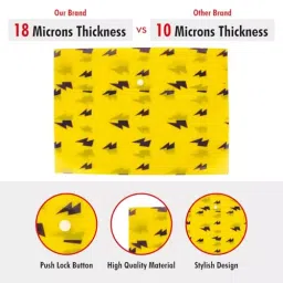 POLEN Fullscape Folder File 18 Microns Poly Plastic Button Bag Thunder Pattern Design Assorted (Pack of 24) image 5