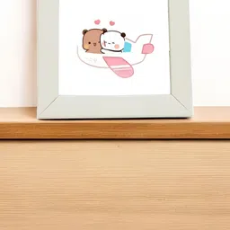Anikmart White And Pink Self Design Table Top MDF Photo Frame-13