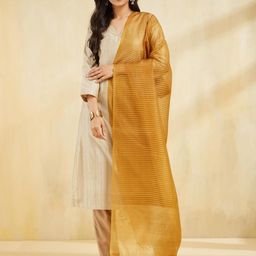 Fabindia Striped Zari Silk Dupatta-image-55