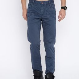 Roadster Men Teal Blue Slim Fit Solid Regular Trousers-image-57