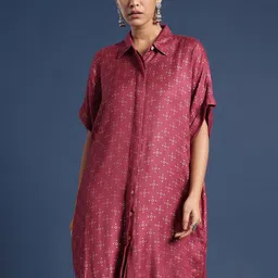 Taavi Women Block Printed Knee-Length Shirt Dress-10