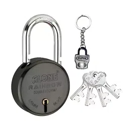 ALONE LOCKS Rainbow 65 mm Alloy Steel ‎Black Matt Antique 4 Keys Double Locking Padlock-image-86