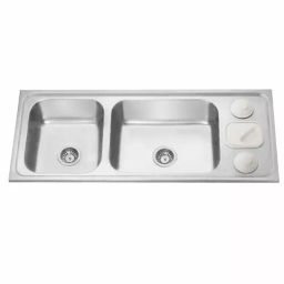 Jayna Signature Collection Zodiac 48x20 inch Glossy Finish Stainless Steel Double Bowl Kitchen Sink with Garbage Bin, DBGB 03-picture-44