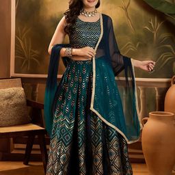 Sangria Woven Design Lehenga With Choli & Dupatta-picture-10