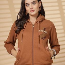 Juelle Women Typography Printed Hooded Front-Open Sweatshirt-image-79