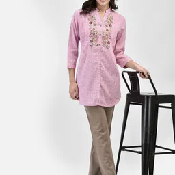 FUTURO Women Floral Printed Mandarin Collar Top-image-13