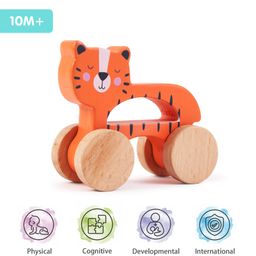 Intellibaby Premium Wooden Tiger on Wheels | Improves Grasping Skills, Hand-Eye Coordination|European Safety, BIS Certified & Paediatrician Approved-24