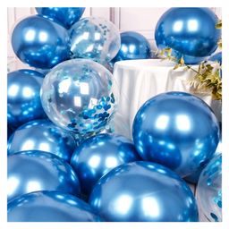 AMFIN Confetti Balloons for Birthday Blue Birthday Decoration Theme Balloons - Pack of 20-44