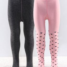 Cutewalk by Babyhug Anti Bacterial Footed Tights Heart Design Pack Of 2 - Pink & Black-image-27