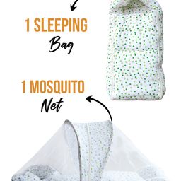Moms Home Baby Organic Cotton Mosquito Net & Sleeping Bed Combo - White-8