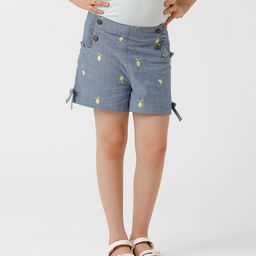 Kate & Oscar Lemon Embroidered Shorts - Blue-image-57
