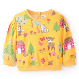 Babyhug Cotton Knit Full Sleeves Butterfly & Deer Printed Sweatshirt - Mustard Yellow-picture-11