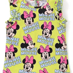 Babyhug Disney Cotton Sleeveless Top With Minnie Mouse Print - Green-picture-27