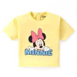 Babyhug Disney Cotton Drop Shoulder Half Sleeves T-Shirt With Minnie & Daisy Graphics - Yellow-image-77
