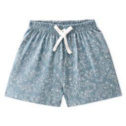 Evimo Single Jersey Knit Above Knee Length Shorts with Floral Print - Medium Green-image-27