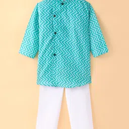 Teentaare Cotton Woven Full Sleeves Chevron Print Kurta & Pajama Set - Turquoise-picture-46