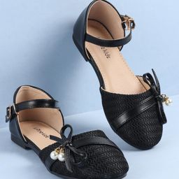 Pine Kids Ballerinas with Buckle Closure & Bow Applique - Black-image-84