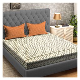 RRC Super Soft Brushed Microfiber Cotton King Size Bedsheet With 2 Pillow Cover - Orange-picture-12