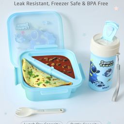ZOE Space Print Leak Proof & Freezer Safe Lunch Box Set - Blue-20