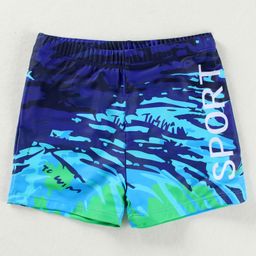 Pine Active Swimming Trunks with Text Print - Light & Navy Blue-image-1