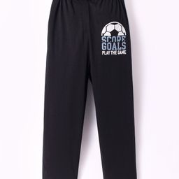 Taeko Single Jersey Knit Full Length Track Pants with Goals Text Print - Black-image-8