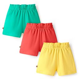 Bonfino 100% Cotton Knit Solid Colour Shorts Pack Of 3 - Red Green & Yellow-image-14