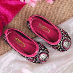 SHOES FOR JUNIORS Paisley Embroidered & Sequins Embellished Ballerinas - Pink-image-62
